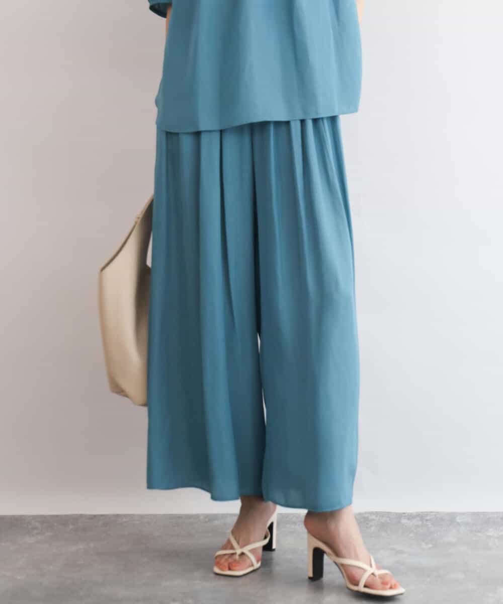 FKLGD53160 MK MICHEL KLEIN(MK ミッシェルクラン) [UVカット/接触冷感/洗える]サテンワイドパンツ キャメル