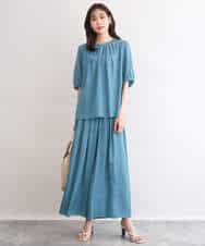 FKLGD53160 MK MICHEL KLEIN(MK ミッシェルクラン) [UVカット/接触冷感/洗える]サテンワイドパンツ キャメル