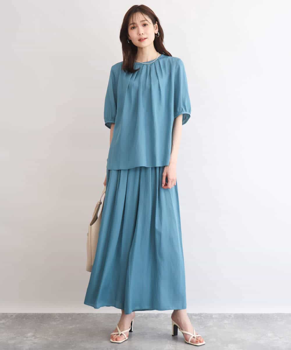 FKLGD53160 MK MICHEL KLEIN(MK ミッシェルクラン) [UVカット/接触冷感/洗える]サテンワイドパンツ キャメル