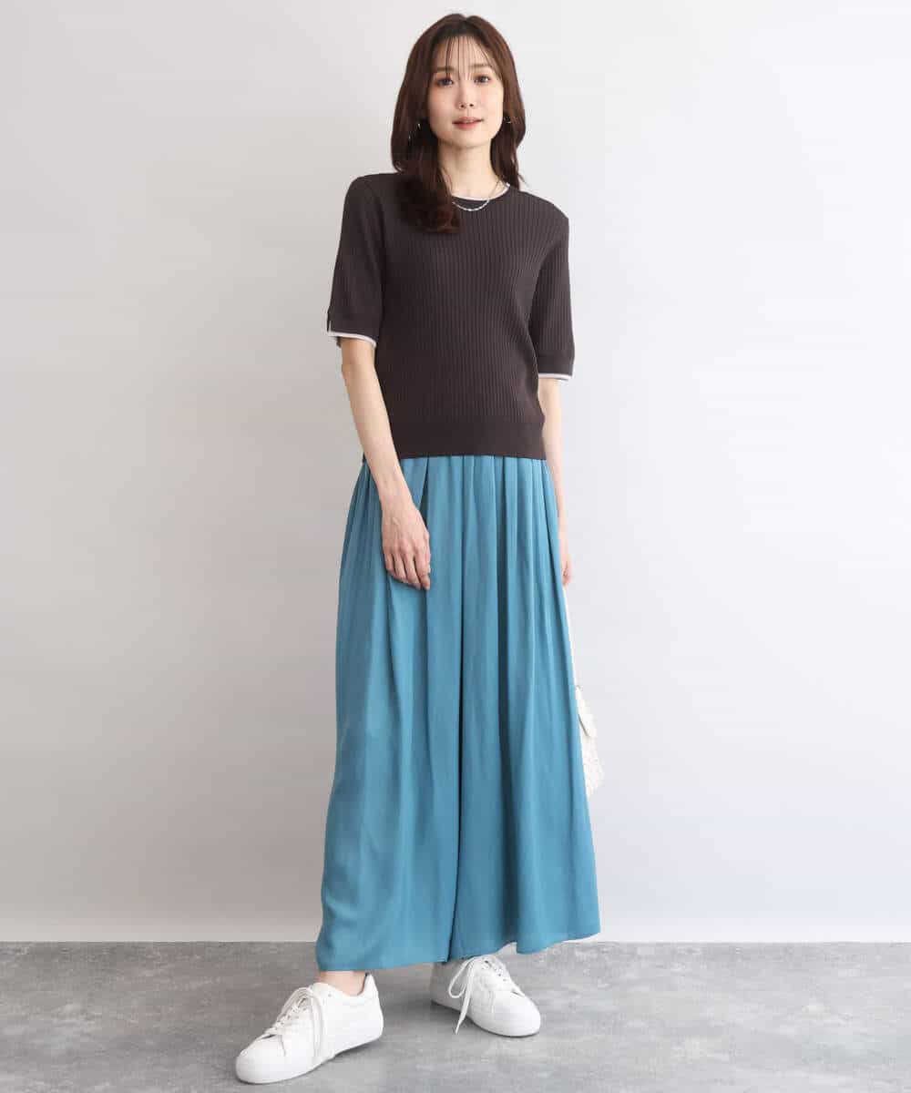 FKLGD53160 MK MICHEL KLEIN(MK ミッシェルクラン) [UVカット/接触冷感/洗える]サテンワイドパンツ キャメル