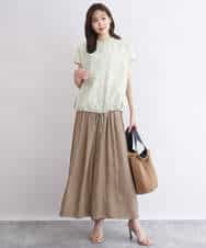 FKLGD53160 MK MICHEL KLEIN(MK ミッシェルクラン) [UVカット/接触冷感/洗える]サテンワイドパンツ キャメル