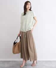 FKLGD53160 MK MICHEL KLEIN(MK ミッシェルクラン) [UVカット/接触冷感/洗える]サテンワイドパンツ キャメル