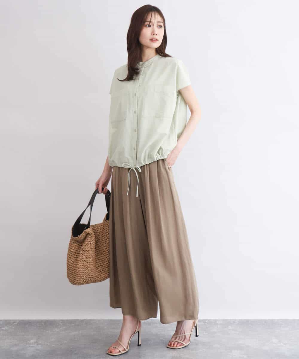 FKLGD53160 MK MICHEL KLEIN(MK ミッシェルクラン) [UVカット/接触冷感/洗える]サテンワイドパンツ キャメル