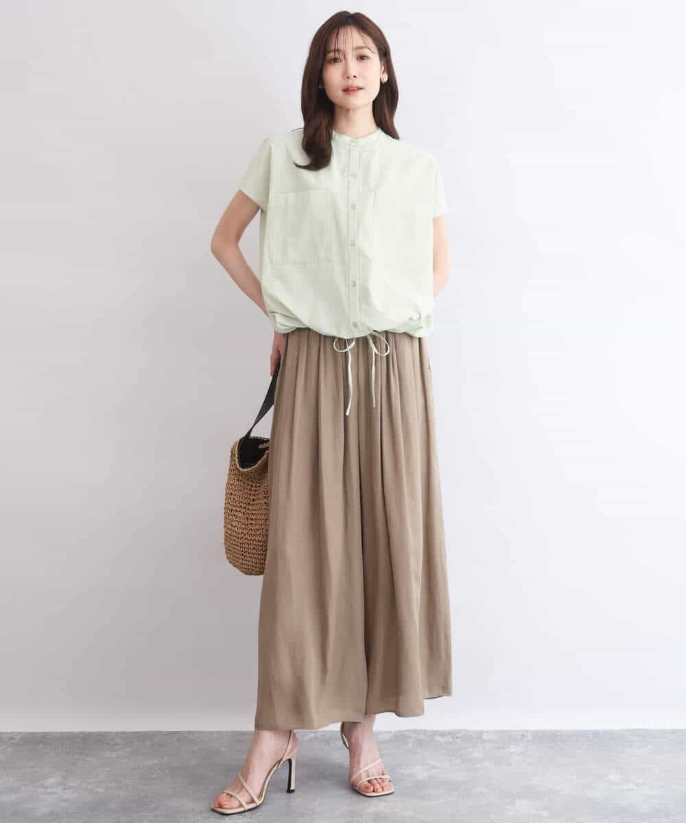 FKLGD53160 MK MICHEL KLEIN(MK ミッシェルクラン) [UVカット/接触冷感/洗える]サテンワイドパンツ キャメル