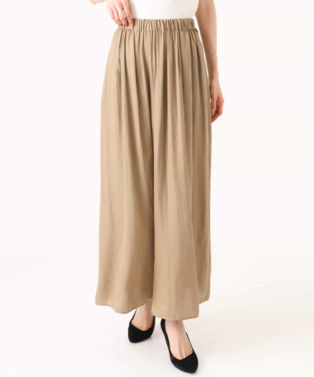 FKLGD53160 MK MICHEL KLEIN(MK ミッシェルクラン) [UVカット/接触冷感/洗える]サテンワイドパンツ キャメル