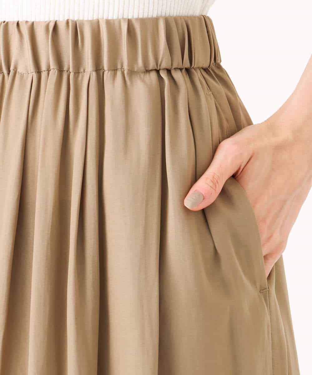 FKLGD53160 MK MICHEL KLEIN(MK ミッシェルクラン) [UVカット/接触冷感/洗える]サテンワイドパンツ キャメル