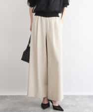 FKLGD55160 MK MICHEL KLEIN(MK ミッシェルクラン) [UVカット/防シワ/抗ピリング/洗える]ピンストライプ柄プルオンワイドパンツ ブラウン