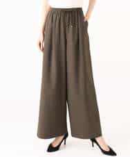 FKLGD55160 MK MICHEL KLEIN(MK ミッシェルクラン) [UVカット/防シワ/抗ピリング/洗える]ピンストライプ柄プルオンワイドパンツ ブラウン