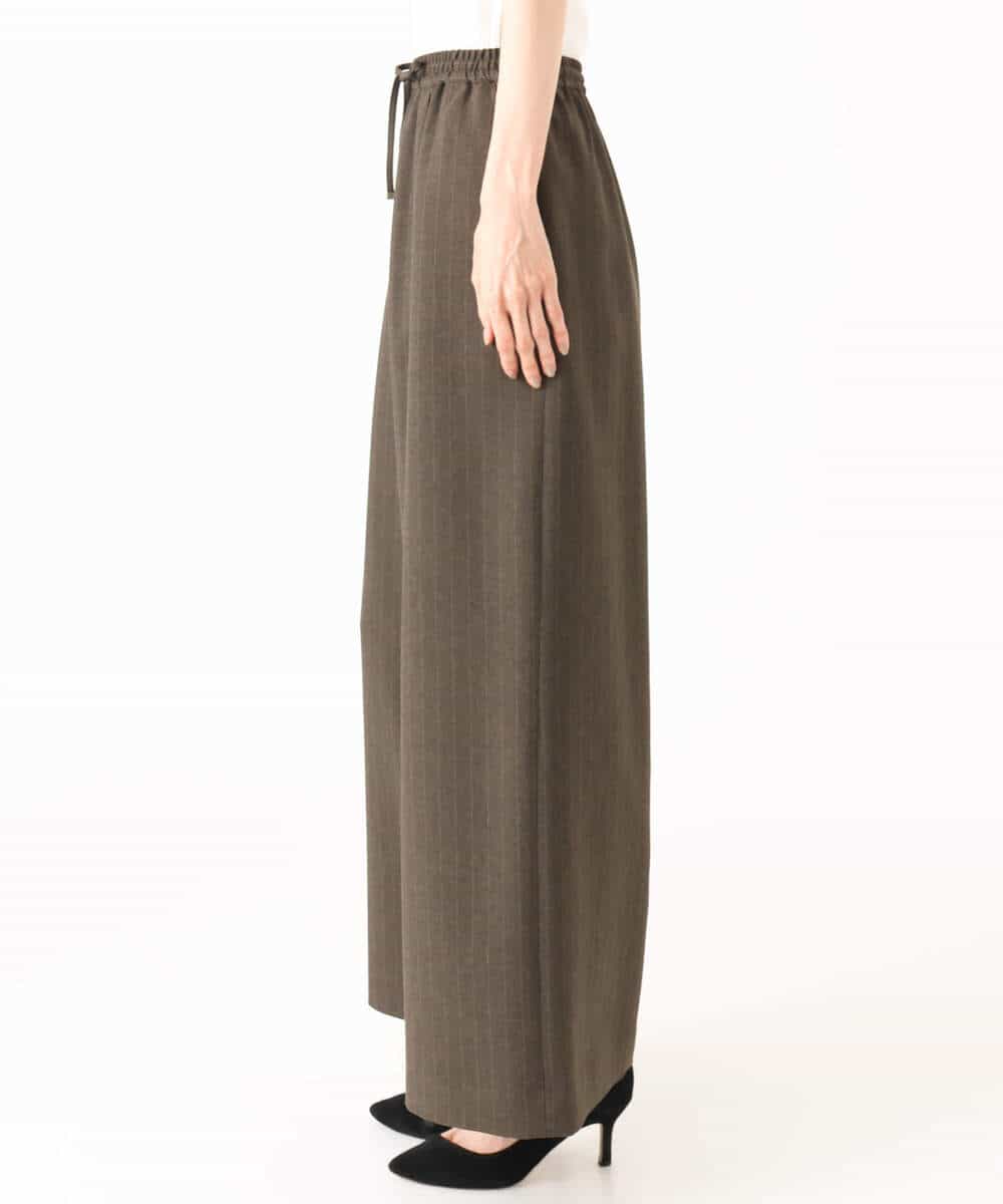 FKLGD55160 MK MICHEL KLEIN(MK ミッシェルクラン) [UVカット/防シワ/抗ピリング/洗える]ピンストライプ柄プルオンワイドパンツ ブラウン