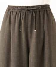 FKLGD55160 MK MICHEL KLEIN(MK ミッシェルクラン) [UVカット/防シワ/抗ピリング/洗える]ピンストライプ柄プルオンワイドパンツ ブラウン