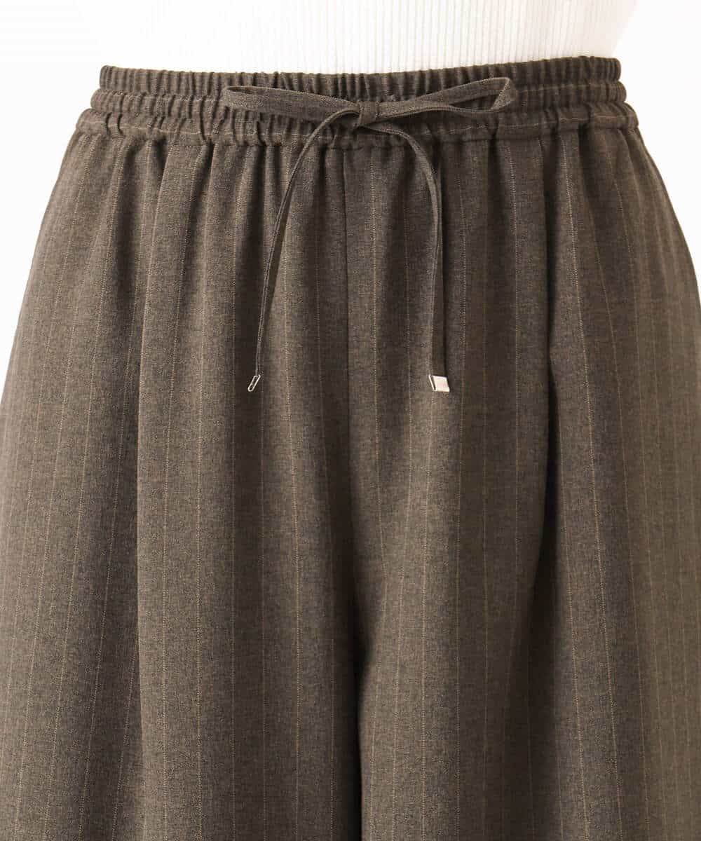 FKLGD55160 MK MICHEL KLEIN(MK ミッシェルクラン) [UVカット/防シワ/抗ピリング/洗える]ピンストライプ柄プルオンワイドパンツ ブラウン