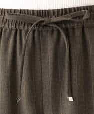 FKLGD55160 MK MICHEL KLEIN(MK ミッシェルクラン) [UVカット/防シワ/抗ピリング/洗える]ピンストライプ柄プルオンワイドパンツ ブラウン