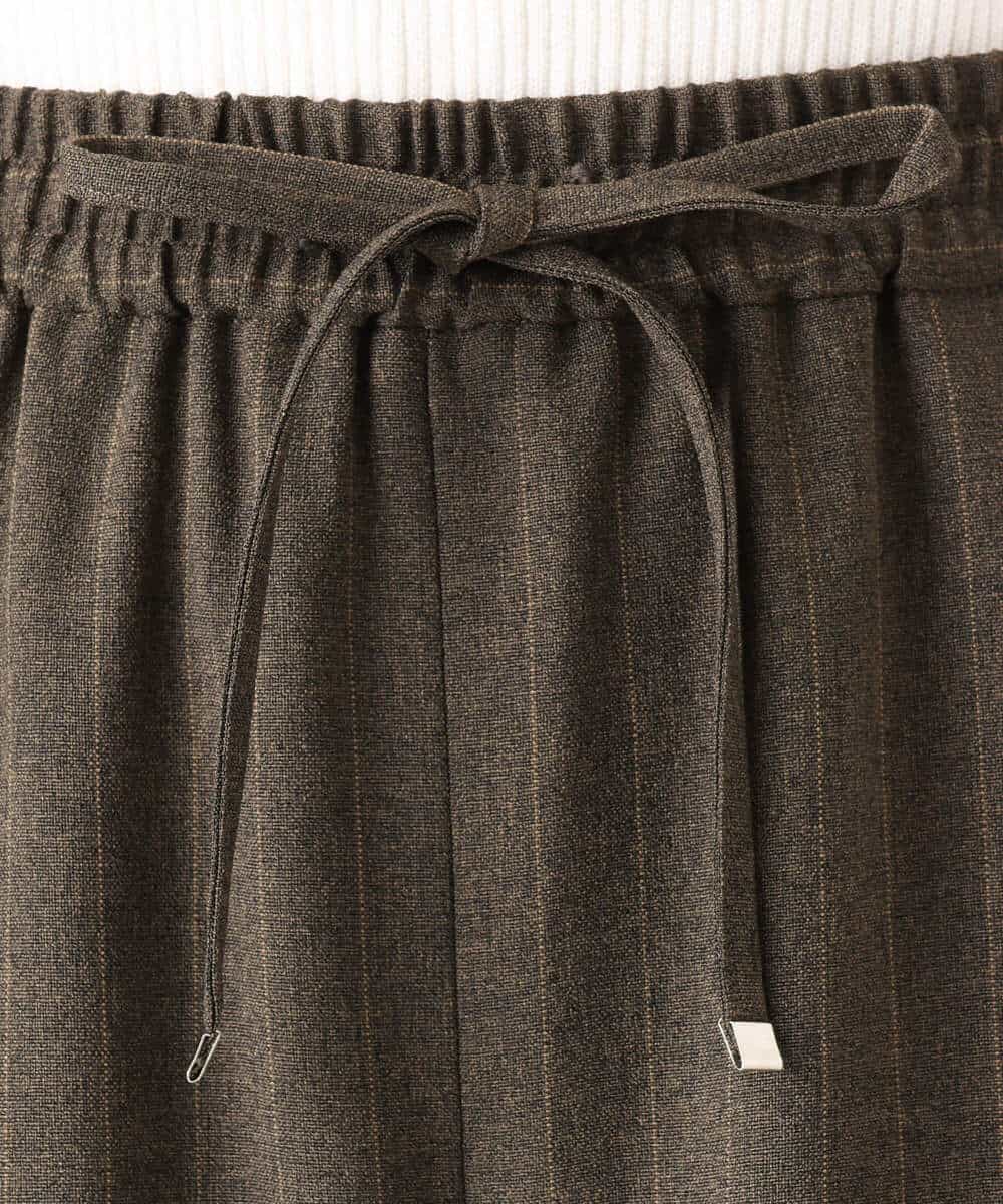 FKLGD55160 MK MICHEL KLEIN(MK ミッシェルクラン) [UVカット/防シワ/抗ピリング/洗える]ピンストライプ柄プルオンワイドパンツ ブラウン