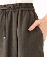 FKLGD55160 MK MICHEL KLEIN(MK ミッシェルクラン) [UVカット/防シワ/抗ピリング/洗える]ピンストライプ柄プルオンワイドパンツ ブラウン