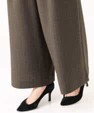 FKLGD55160 MK MICHEL KLEIN(MK ミッシェルクラン) [UVカット/防シワ/抗ピリング/洗える]ピンストライプ柄プルオンワイドパンツ ブラウン