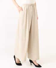 FKLGD55160 MK MICHEL KLEIN(MK ミッシェルクラン) [UVカット/防シワ/抗ピリング/洗える]ピンストライプ柄プルオンワイドパンツ ブラウン