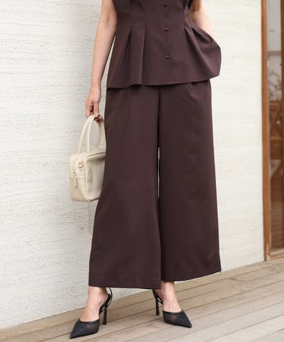 FKLGD56160 MK MICHEL KLEIN [洗える]リネンライクストレッチ ストレートワイドパンツ