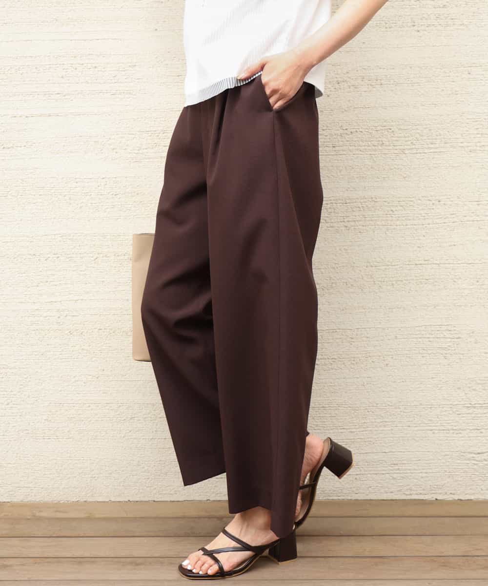 FKLGD56160 MK MICHEL KLEIN(MK ミッシェルクラン) [洗える]リネンライクストレッチ ストレートワイドパンツ ベージュ