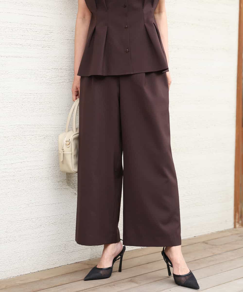 FKLGD56160 MK MICHEL KLEIN(MK ミッシェルクラン) [洗える]リネンライクストレッチ ストレートワイドパンツ ベージュ