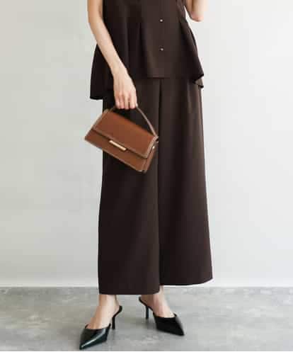 FKLGD56160  [洗える]リネンライクストレッチ ストレートワイドパンツ