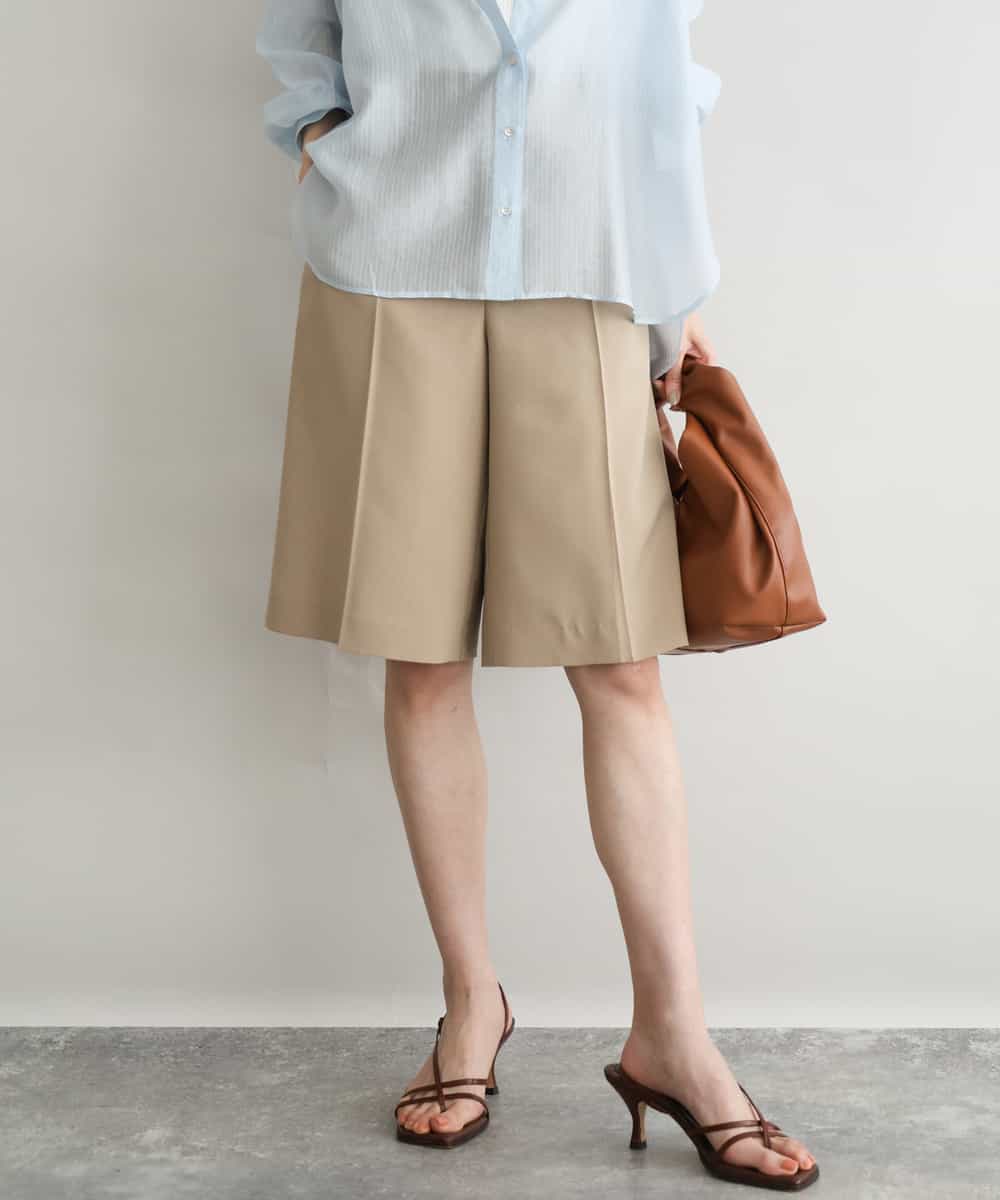 FKLGD57150 MK MICHEL KLEIN(MK ミッシェルクラン) [洗える]リネンライクストレッチ ショートパンツ ベージュ