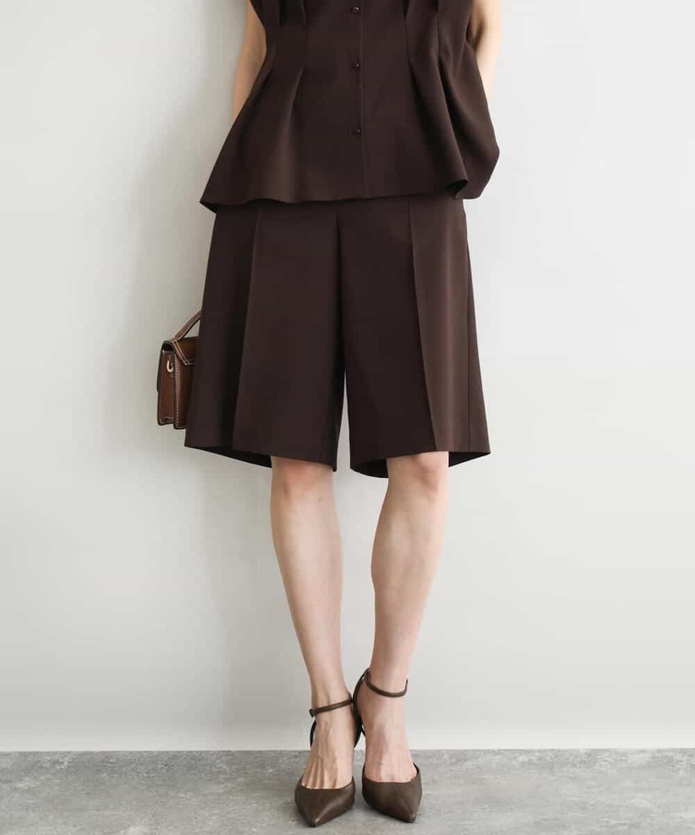 FKLGD57150 MK MICHEL KLEIN(MK ミッシェルクラン) [洗える]リネンライクストレッチ ショートパンツ ベージュ