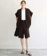 FKLGD57150 MK MICHEL KLEIN(MK ミッシェルクラン) [洗える]リネンライクストレッチ ショートパンツ ベージュ