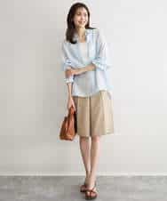 FKLGD57150 MK MICHEL KLEIN(MK ミッシェルクラン) [洗える]リネンライクストレッチ ショートパンツ ベージュ