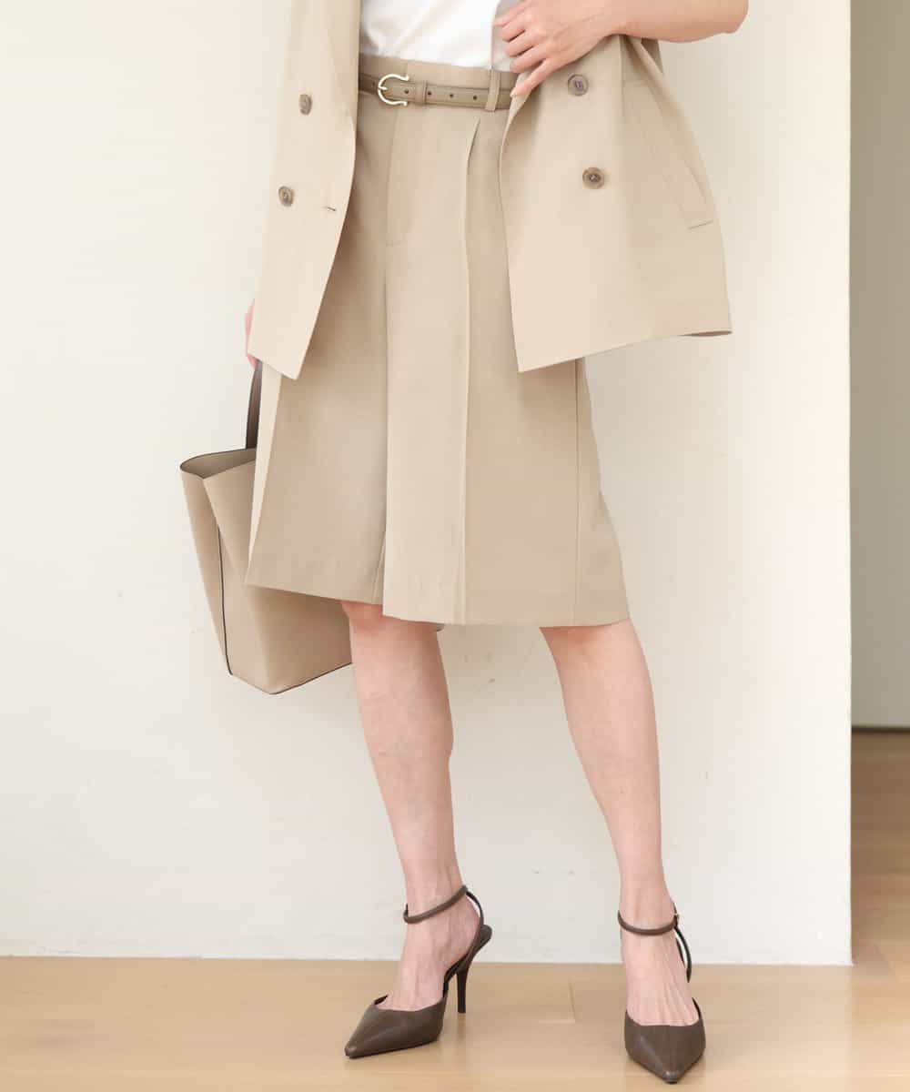 FKLGD57150 MK MICHEL KLEIN(MK ミッシェルクラン) [洗える]リネンライクストレッチ ショートパンツ ベージュ