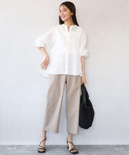 FKLGD72160 MK MICHEL KLEIN(MK ミッシェルクラン) [洗える]ナチュラルツイルワイドクロップドパンツ ベージュ