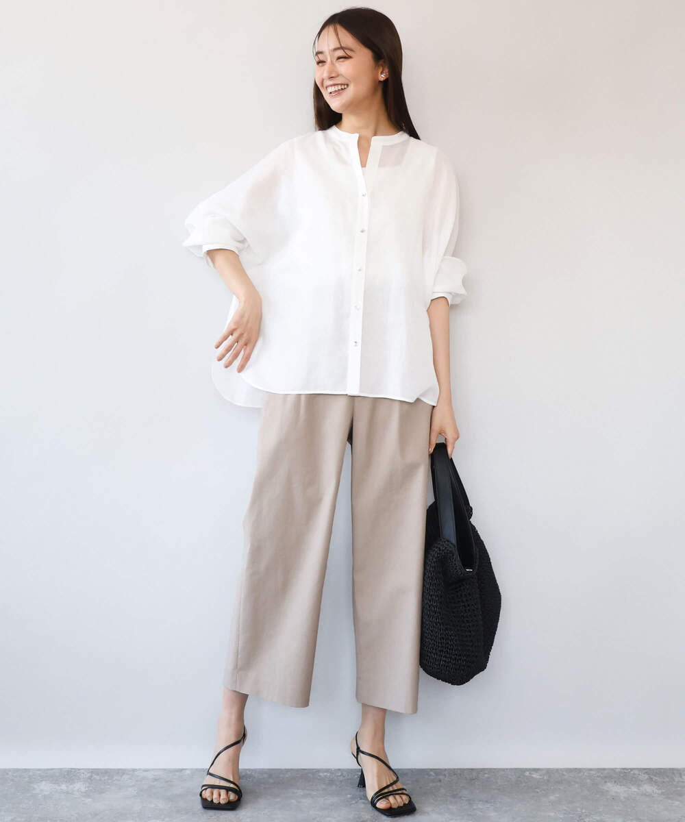 FKLGD72160 MK MICHEL KLEIN(MK ミッシェルクラン) [洗える]ナチュラルツイルワイドクロップドパンツ ベージュ