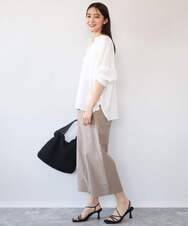 FKLGD72160 MK MICHEL KLEIN(MK ミッシェルクラン) [洗える]ナチュラルツイルワイドクロップドパンツ ベージュ