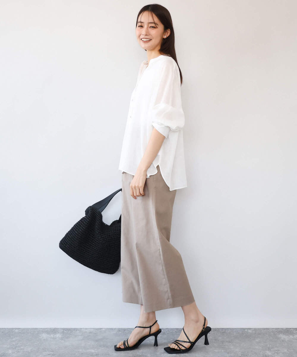 FKLGD72160 MK MICHEL KLEIN(MK ミッシェルクラン) [洗える]ナチュラルツイルワイドクロップドパンツ ベージュ