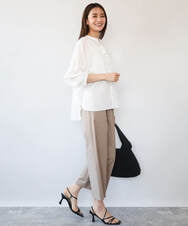 FKLGD72160 MK MICHEL KLEIN(MK ミッシェルクラン) [洗える]ナチュラルツイルワイドクロップドパンツ ベージュ