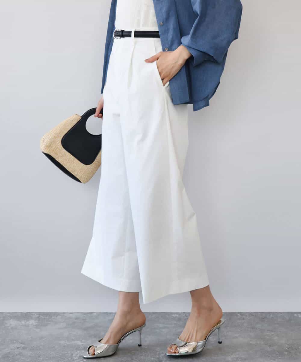 FKLGD72160 MK MICHEL KLEIN(MK ミッシェルクラン) [洗える]ナチュラルツイルワイドクロップドパンツ ベージュ