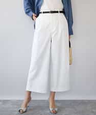 FKLGD72160 MK MICHEL KLEIN(MK ミッシェルクラン) [洗える]ナチュラルツイルワイドクロップドパンツ ベージュ