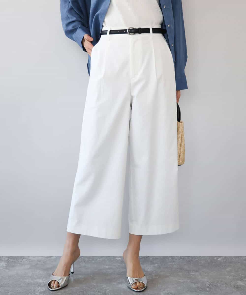 FKLGD72160 MK MICHEL KLEIN(MK ミッシェルクラン) [洗える]ナチュラルツイルワイドクロップドパンツ ベージュ