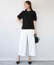 FKLGD72160 MK MICHEL KLEIN(MK ミッシェルクラン) [洗える]ナチュラルツイルワイドクロップドパンツ ベージュ