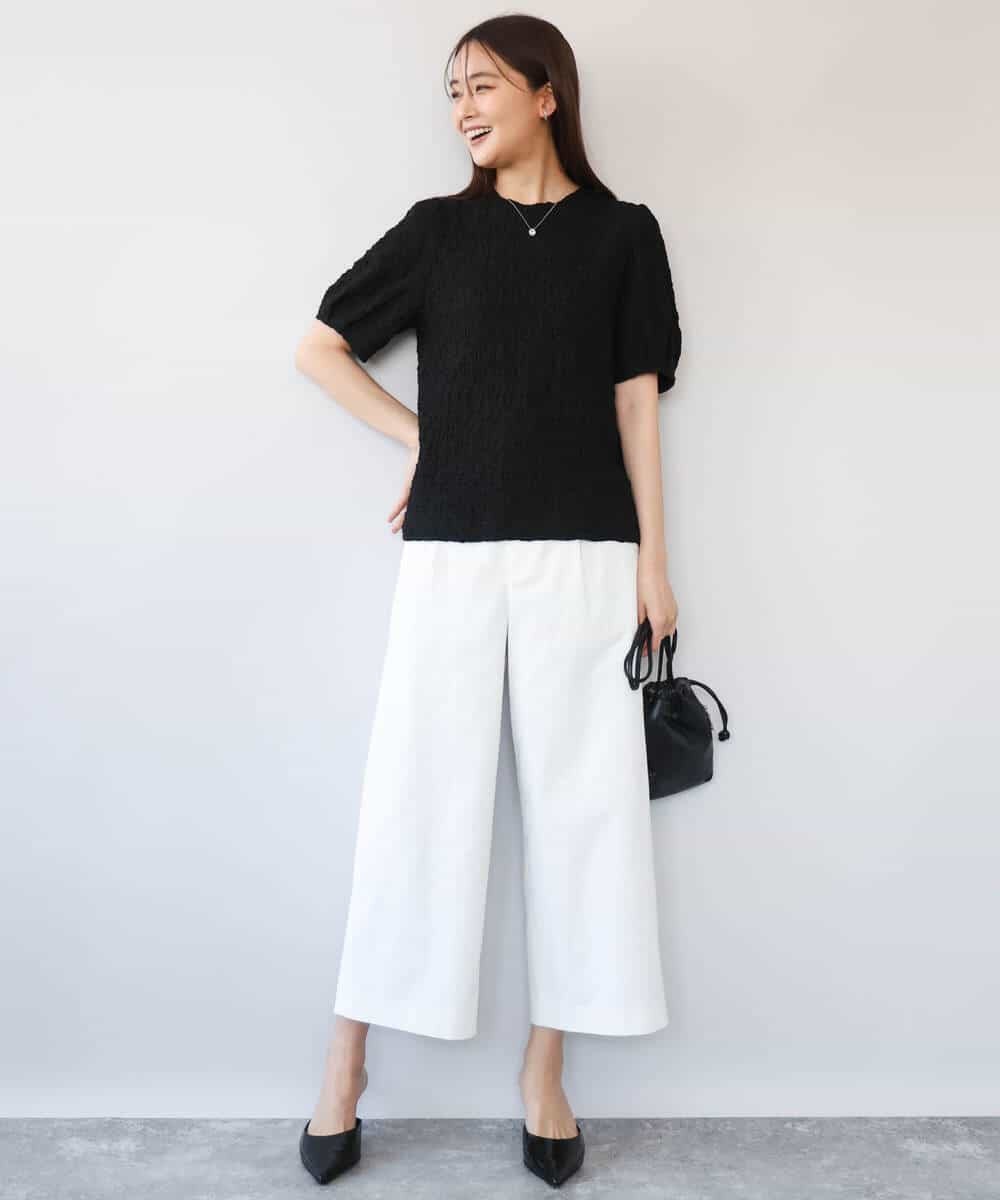 FKLGD72160 MK MICHEL KLEIN(MK ミッシェルクラン) [洗える]ナチュラルツイルワイドクロップドパンツ ベージュ