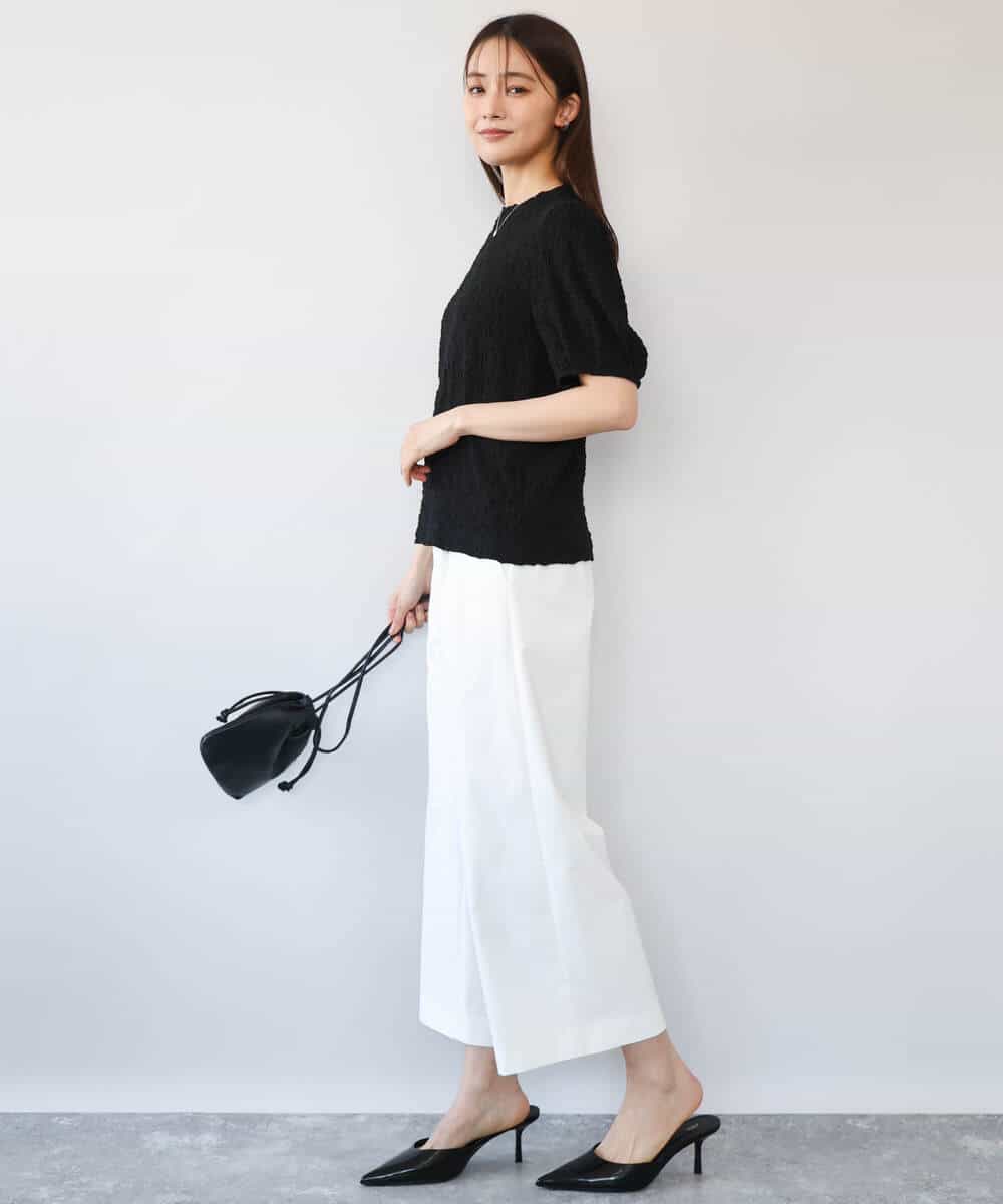 FKLGD72160 MK MICHEL KLEIN(MK ミッシェルクラン) [洗える]ナチュラルツイルワイドクロップドパンツ ベージュ