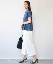 FKLGD72160 MK MICHEL KLEIN(MK ミッシェルクラン) [洗える]ナチュラルツイルワイドクロップドパンツ ベージュ