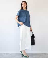 FKLGD72160 MK MICHEL KLEIN(MK ミッシェルクラン) [洗える]ナチュラルツイルワイドクロップドパンツ ベージュ