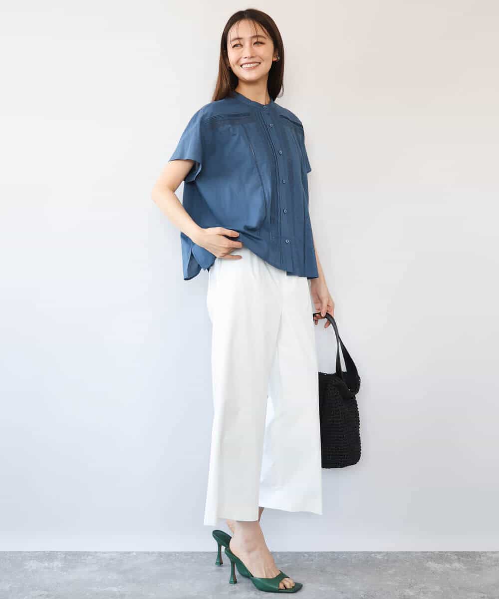 FKLGD72160 MK MICHEL KLEIN(MK ミッシェルクラン) [洗える]ナチュラルツイルワイドクロップドパンツ ベージュ