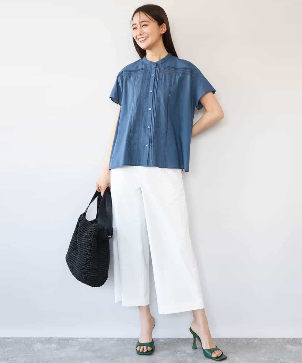 FKLGD72160 MK MICHEL KLEIN(MK ミッシェルクラン) [洗える]ナチュラルツイルワイドクロップドパンツ ベージュ