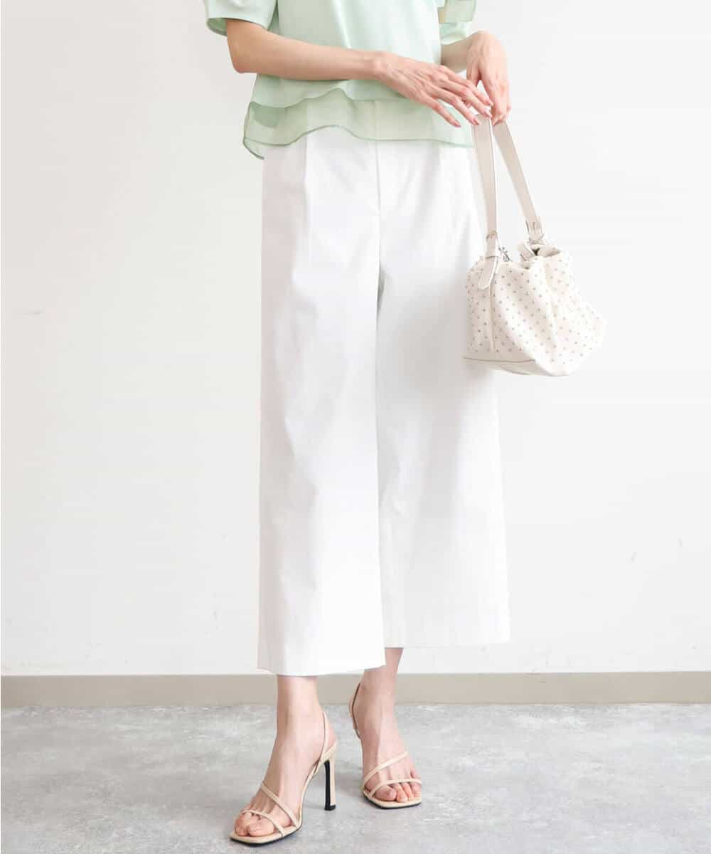 FKLGD72160 MK MICHEL KLEIN(MK ミッシェルクラン) [洗える]ナチュラルツイルワイドクロップドパンツ ベージュ