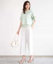 FKLGD72160 MK MICHEL KLEIN(MK ミッシェルクラン) [洗える]ナチュラルツイルワイドクロップドパンツ ベージュ