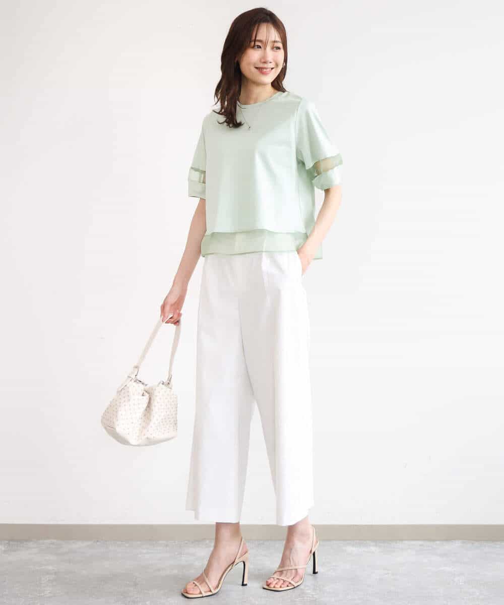 FKLGD72160 MK MICHEL KLEIN(MK ミッシェルクラン) [洗える]ナチュラルツイルワイドクロップドパンツ ベージュ