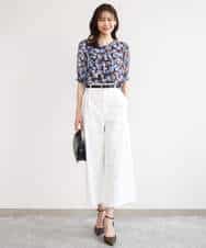 FKLGD72160 MK MICHEL KLEIN(MK ミッシェルクラン) [洗える]ナチュラルツイルワイドクロップドパンツ ベージュ