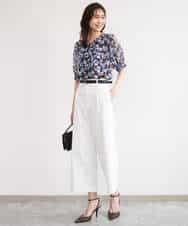 FKLGD72160 MK MICHEL KLEIN(MK ミッシェルクラン) [洗える]ナチュラルツイルワイドクロップドパンツ ベージュ