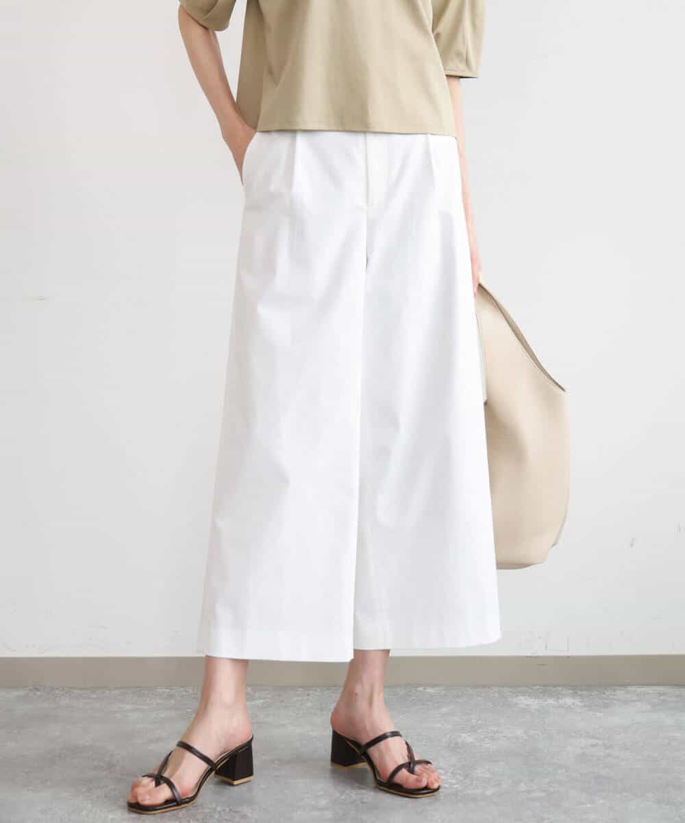 FKLGD72160 MK MICHEL KLEIN(MK ミッシェルクラン) [洗える]ナチュラルツイルワイドクロップドパンツ ベージュ